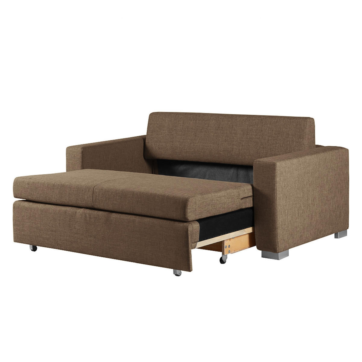 SCHLAFSOFA - Silberfarben/Braun, Textil (153/90/90cm) - home24