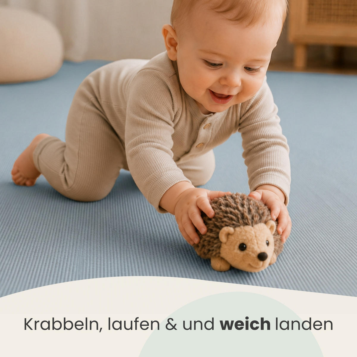SPIELMATTE ab Null - 90 cm Baby Puzzlematte Blau - Blau, Kunststoff (30/30cm) - Littletom