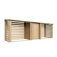 BRENNHOLZLAGER aus Holz mit geschlossenem Stauraum 6,18 m², zwei Lagerbereiche für ca. 7,38 m³ Brennholz, 564 x 146 x 199 cm (B x T x H) - Naturfarben, Holz (564/199/146cm) - Timbela