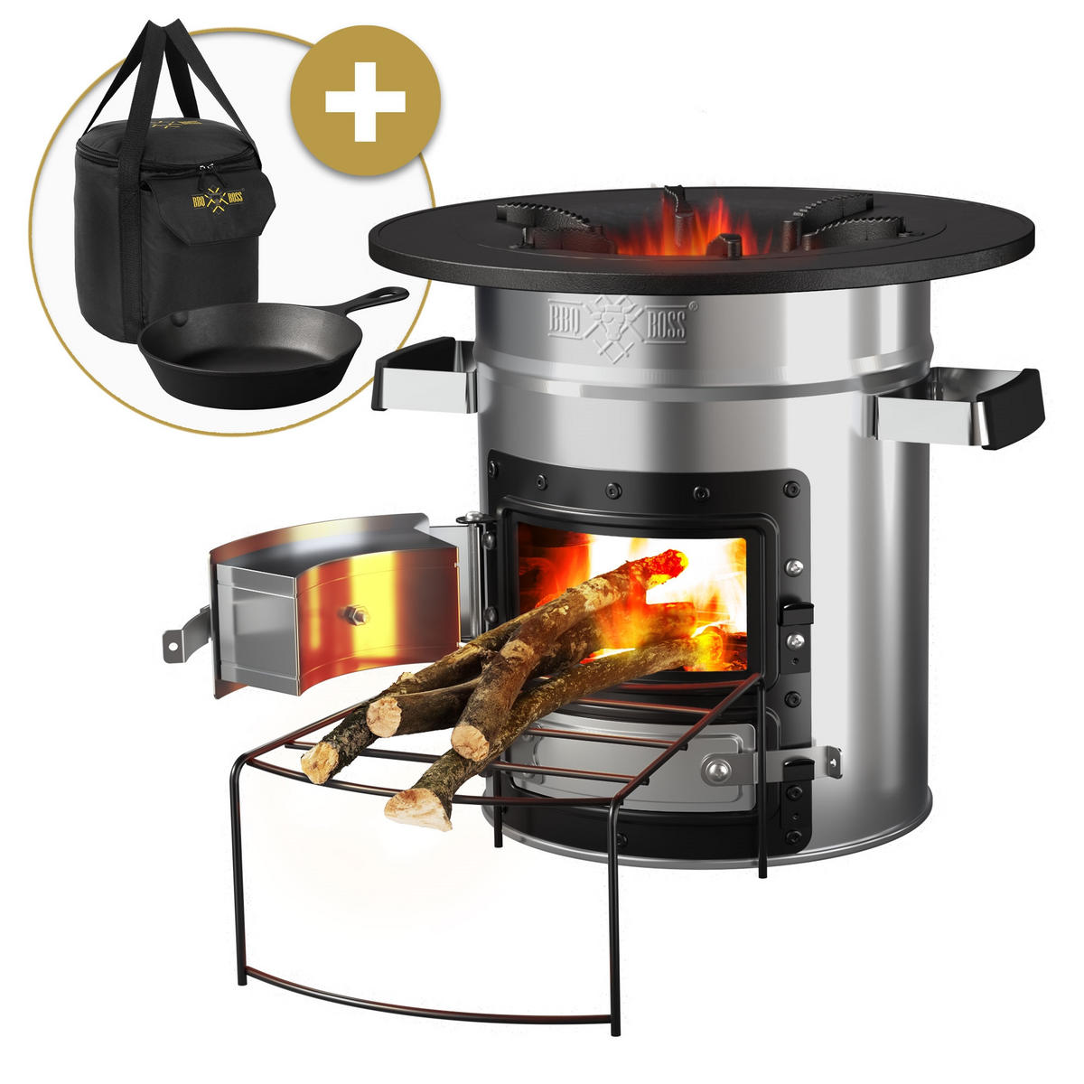 RAKETENOFEN - Silberfarben, Metall (32/30/32cm) - BBQ Boss