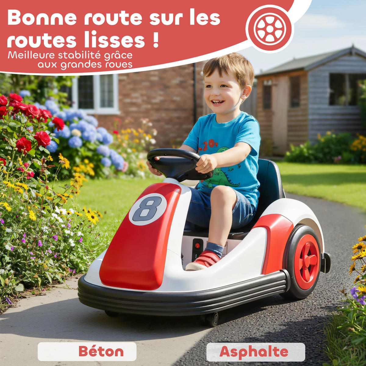 KINDER-AUTOSCOOTER DE-13168 360° Drehung Rot - Rot, Metall (70/58/46.5cm) - ComfortXL