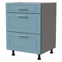 SCHUBLADENUNTERSCHRANK Bari D3/60 Grau / RAL 5024 pastellblau 60 / 50 / 82cm Blum Teilauszug - Blau/Grau, Holz/Holzwerkstoff (60/82/50cm) - Feldmann-Wohnen