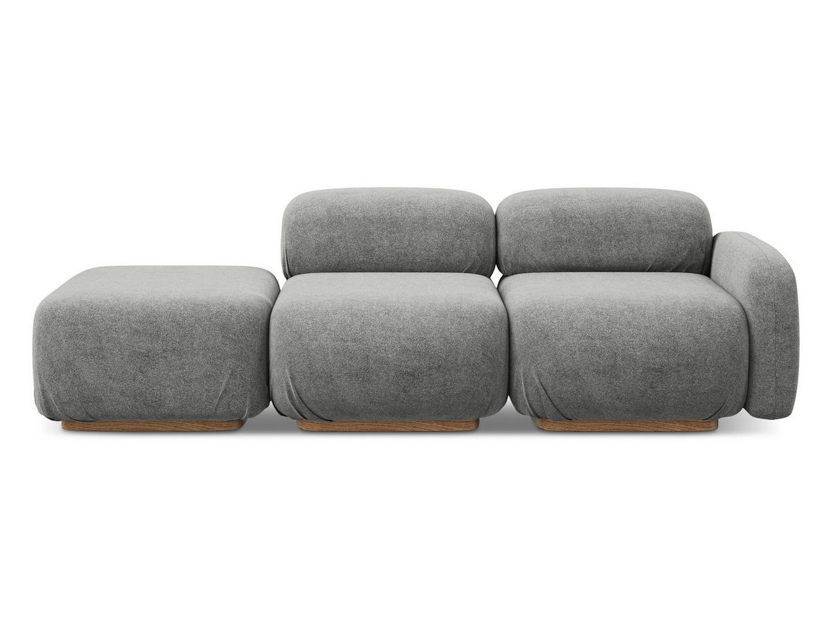 3-SITZER SOFA Links Bouclé Stoff Beige - Greige/Beige, Holz/Textil (95/73/258cm) - Makamii