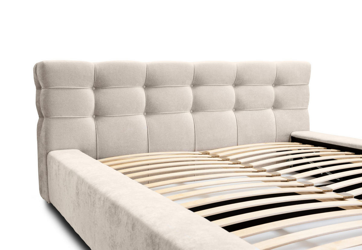 POLSTERBETT aus Velvet Gretta 180x200 cm, Beige - Beige, Textil (180/200cm) - Fedve