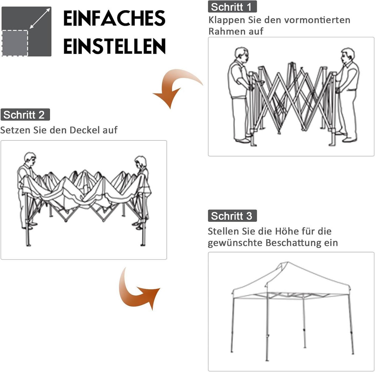 POP-UP-UBERDACHUNGSZELT Grau - Grau, Textil (300/335/300cm) - COSTWAY