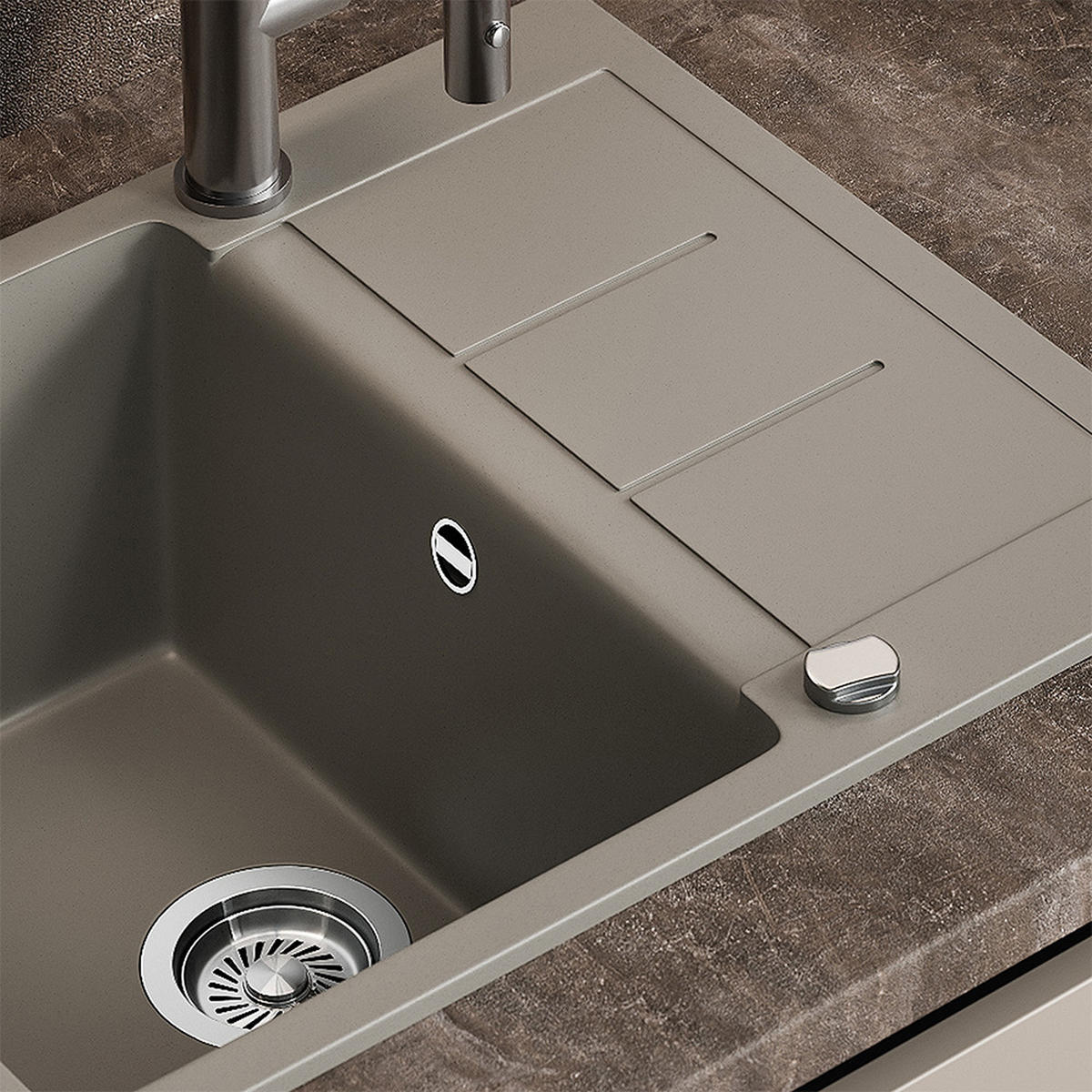 SPÜLBECKEN Rom Beton 62 x 50 cm - Grau, Keramik (62/20/50cm) - Bergstroem