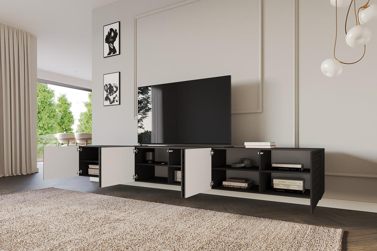 LOWBOARD VIRA-W 3x100x40x41 cm - Schwarz - Schwarz, Holzwerkstoff (300/40/41cm) - ALTDECOR