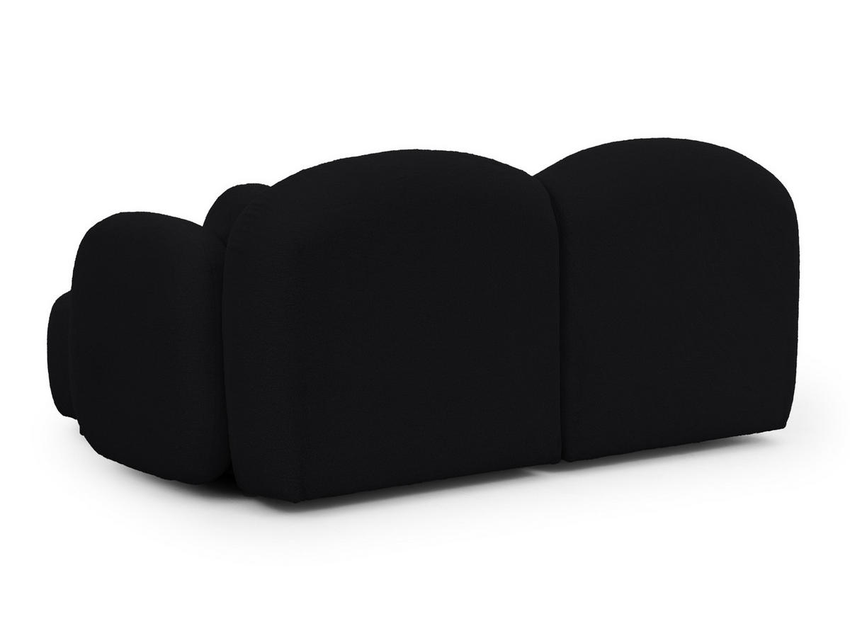 ECKSOFA Nuvola mit abgerundetem Design Schwarz Bouclé-Stoff - Ottomane Rechts - Schwarz, Holz/Kunststoff (190/146cm) - S-Style Möbel