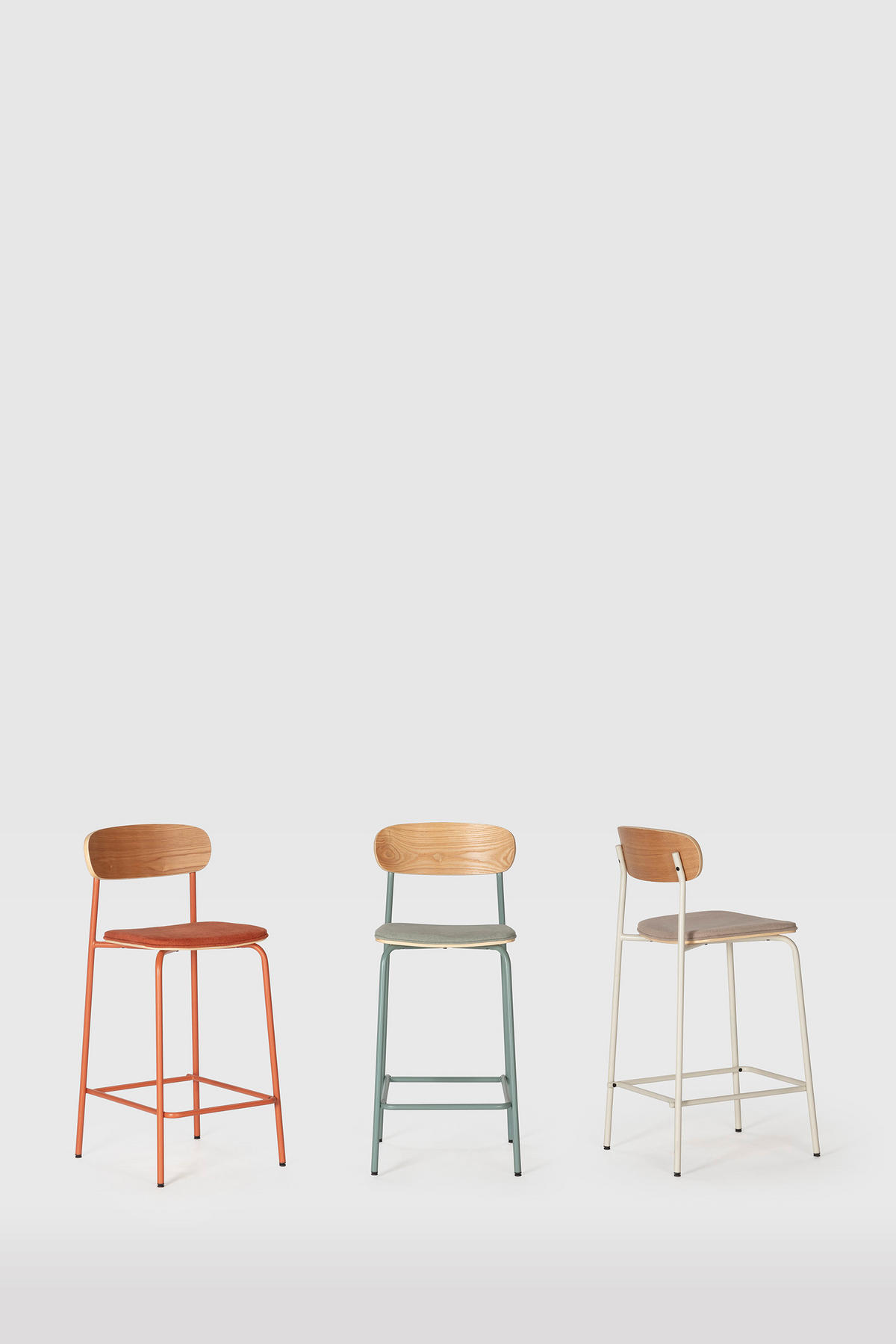 BARHOCKER (Set aus 2) aus Stoff mit schwarzen Metallbeinen - adriana 42/48/66 cm - Beige, Textil (48/66/42cm) - Calicosy