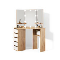 ECKSCHMINKTISCH Enna Goldkraft Eiche 110 cm mit LED Beleuchtung - Honigeiche, Holzwerkstoff (110/141.5/54cm) - Livinity®