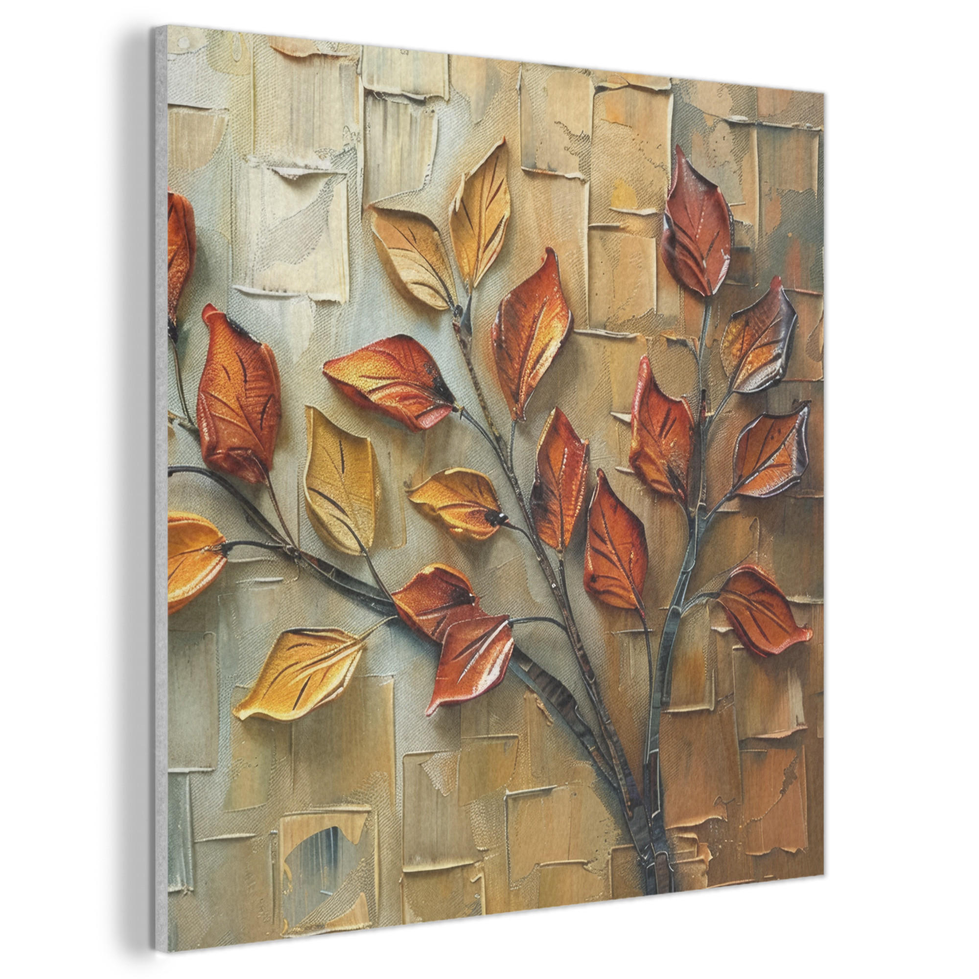 AKUSTIKBILD Baum - Abstrakt - Natur - Kunst Akustikpaneele 90x90 cm - Goldfarben, Kunststoff (90/90/0.9cm) - MuchoWow