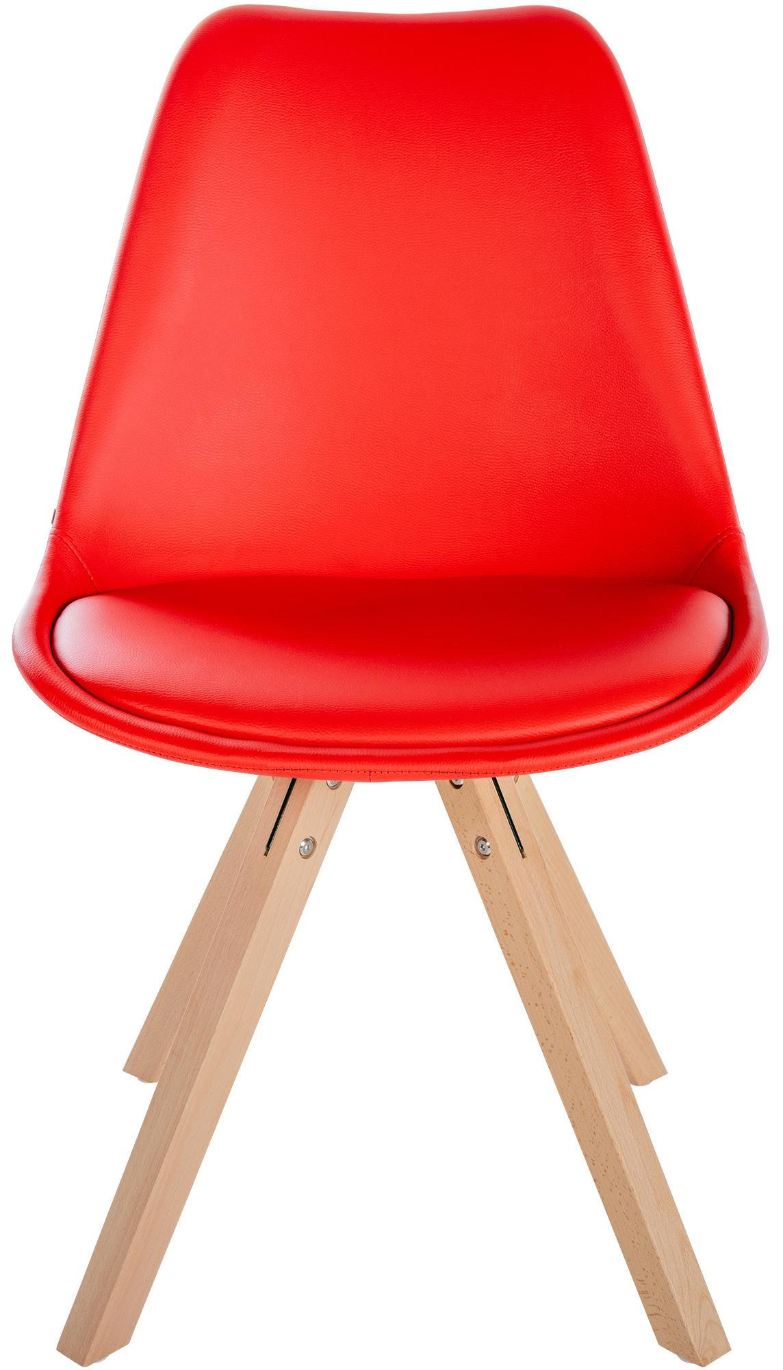 STUHL Lederlook rot - Rot/Naturfarben, Holz/Textil (48/81/54cm) - CLP