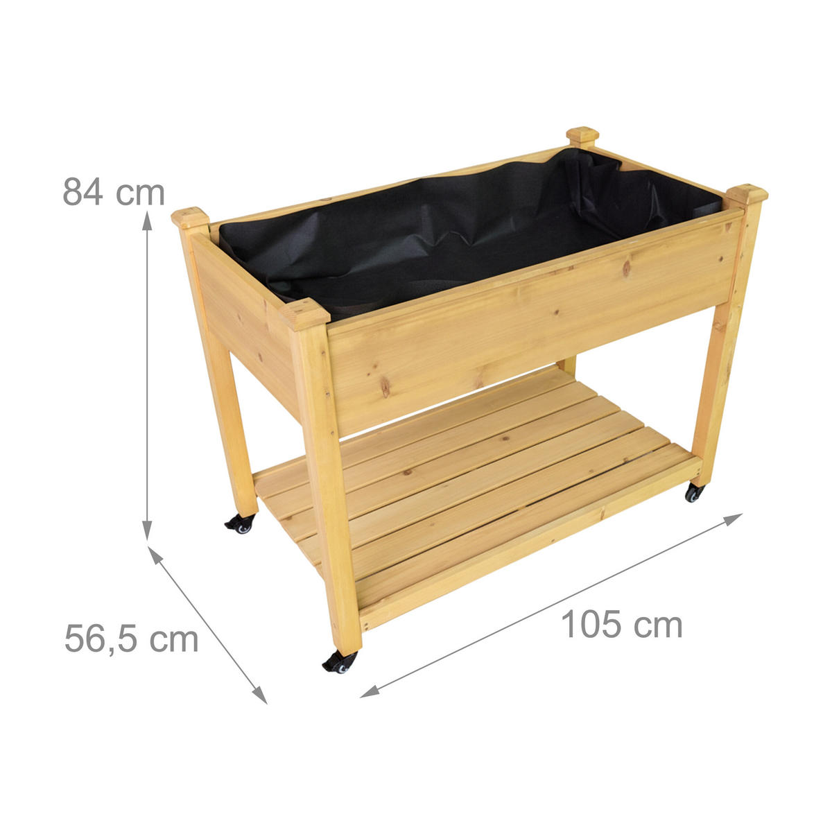 HOCHBEET - Hellbraun, Holz/Textil (105/84/56.5cm) - Relaxdays