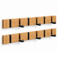 VĚŠÁK Přírodní 2er-Set bambus - světle hnědá, kov/dřevo (60/5.5/1.5cm) - Relaxdays