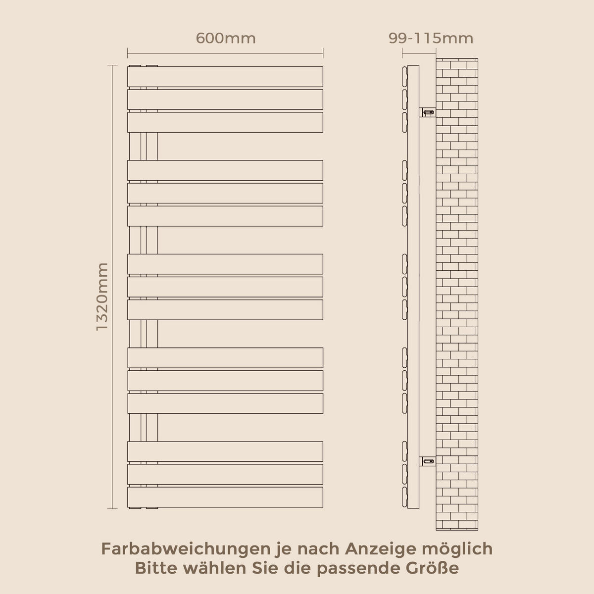 HEIZKÖRPER 132/60 cm Weiß aus Stahl 798 W Warmwasser mit Mittelanschluss G1/2" - Weiß, Metall (60/132/5.9cm) - S'AFIELINA