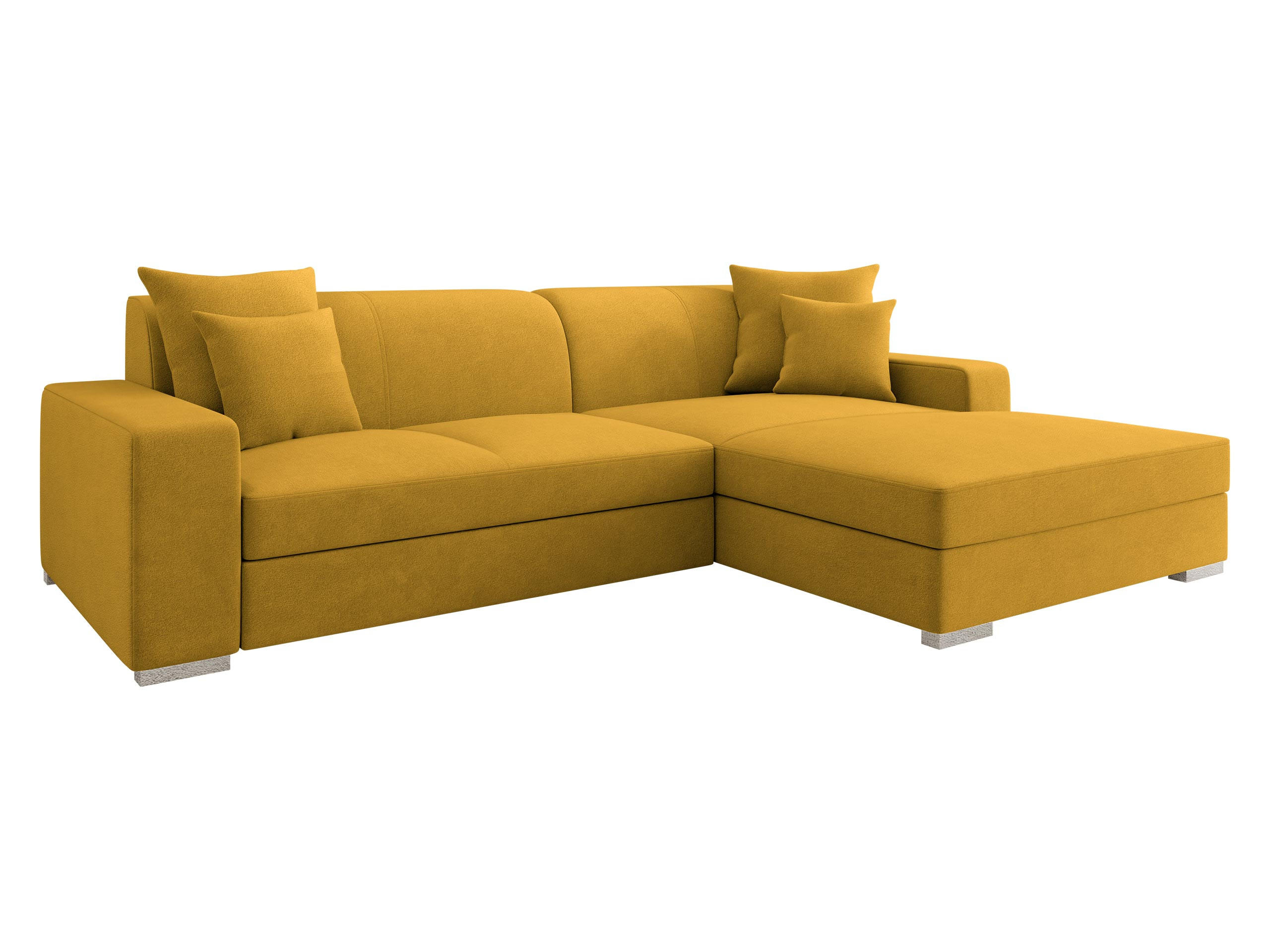 ECKSOFA Mexico, Seite: Rechts - Chromfarben/Currygelb, Holz/Kunststoff (263/178cm) - MIRJAN24