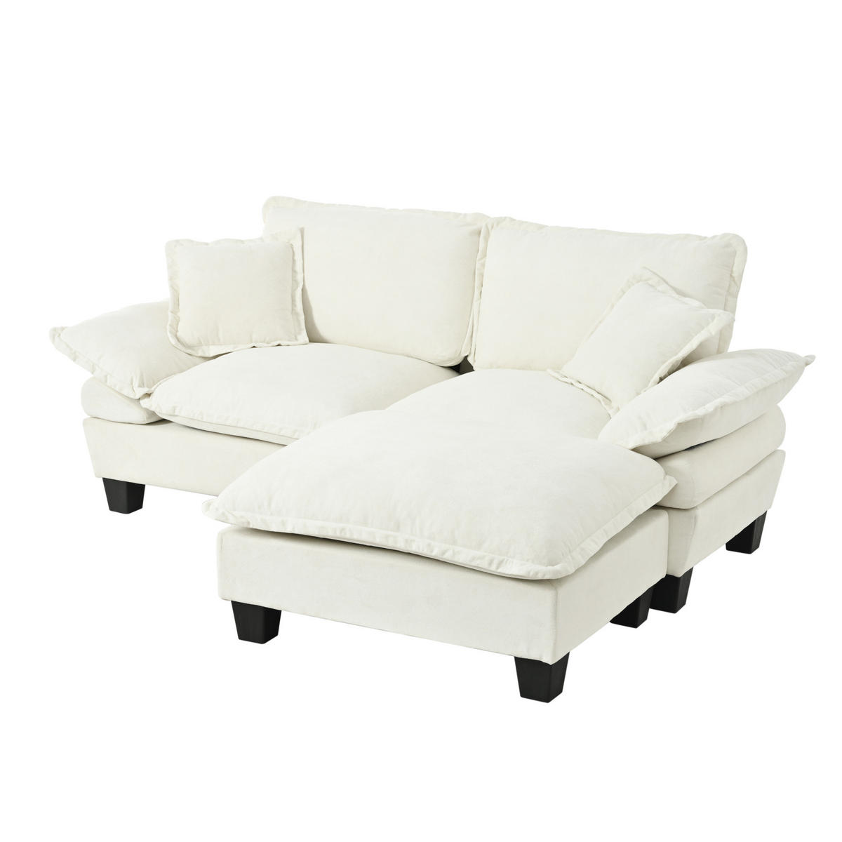 ECKSOFA 194/151/90 cm mit beweglicher Ottomane, Chenille-Bezug und 2 Kissen, Beige - Beige, Textil (194/151cm) - Redom