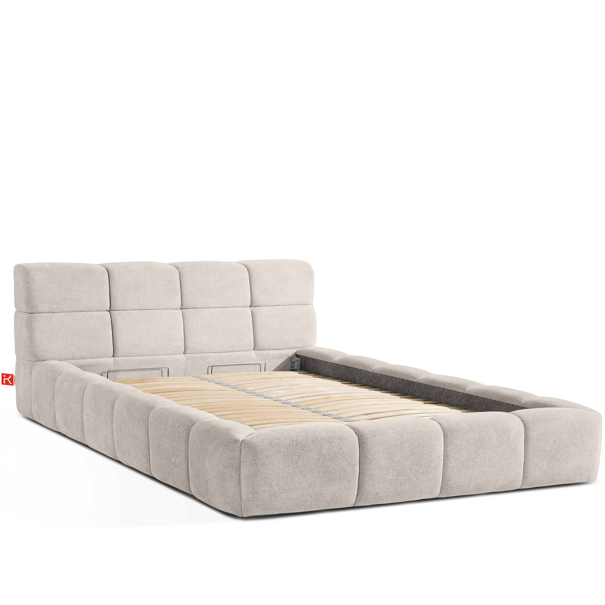 POLSTERBETT AERI 140/160/180/200 mit Rahmen und Bettkasten, ecru - Ecru, Holz/Holzwerkstoff (140/200cm) - KONSIMO®