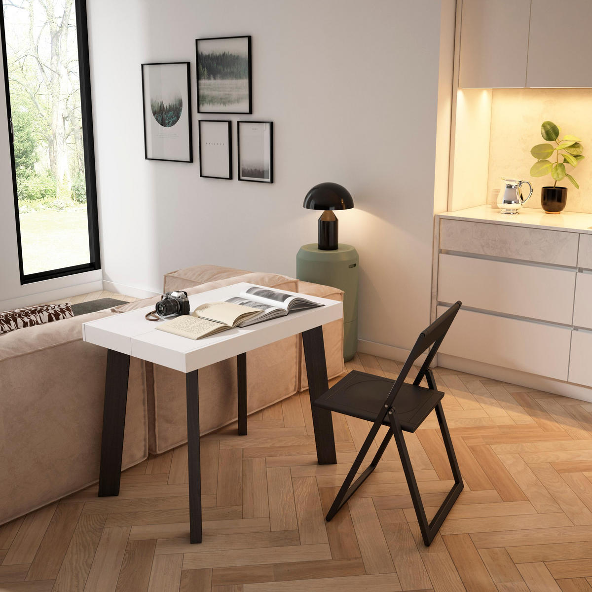 KONSOLENTISCH ausziehbar 58 bis 262cm, für 12 Gäste, weiß, 90/58/73cm - Weiß, Holzwerkstoff (90/262/73cm) - Skraut Home