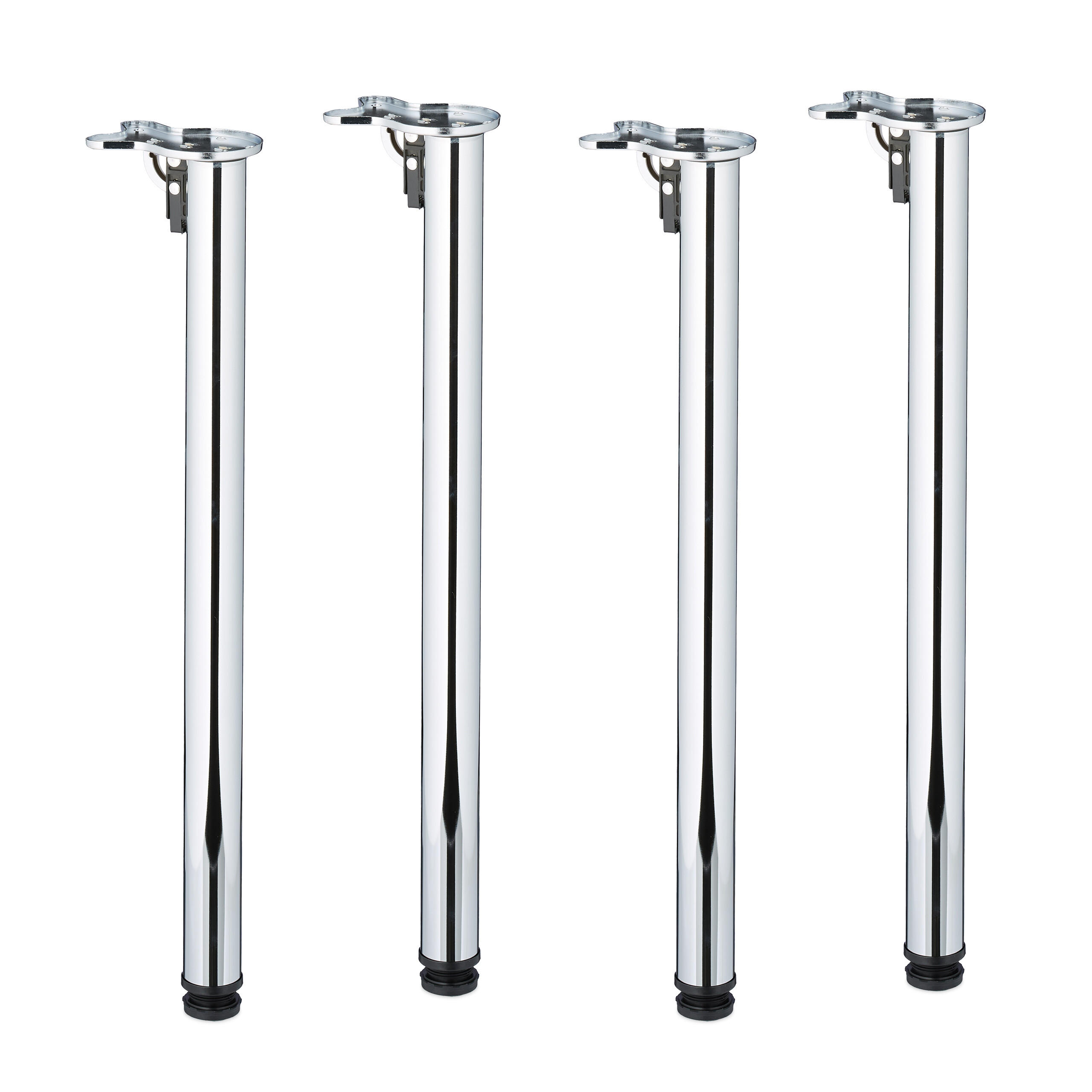 4XTISCHBEINE - Silberfarben, Kunststoff/Metall (10/71/14cm) - Relaxdays