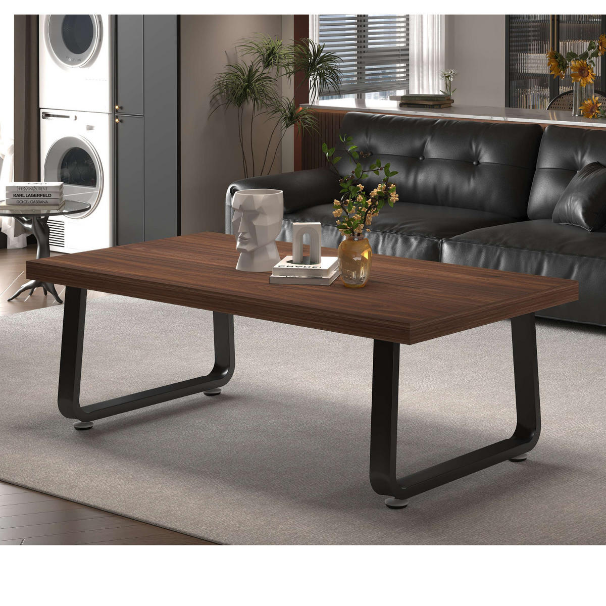 COUCHTISCH Modern Holz Metall 100 x 55 x 46,5 cm Wohnzimmertisch - Walnussfarben, Holzwerkstoff/Metall (55/100/46.5cm) - Quality Elegance