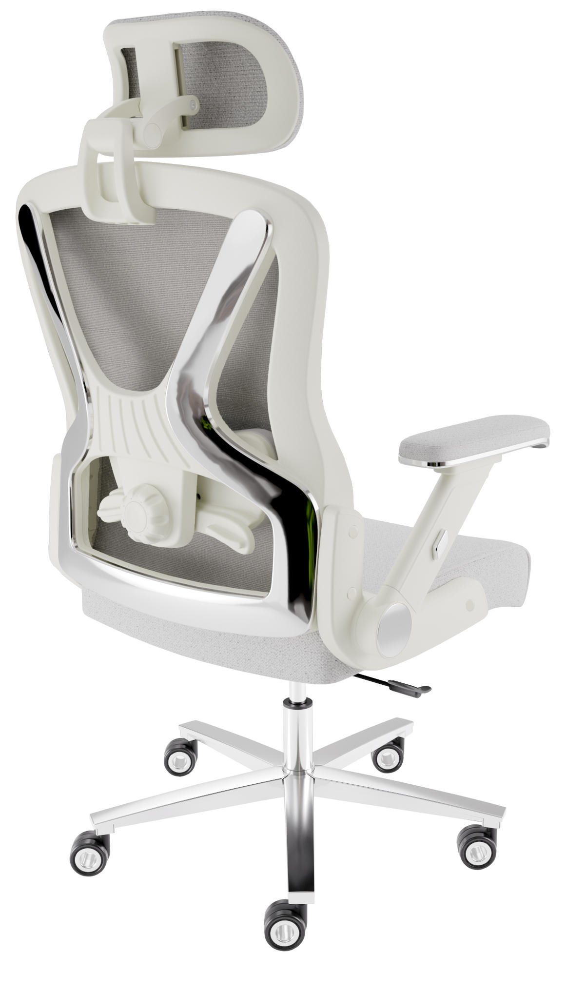 BÜROSTUHL PowerSeat Creme-Weiß - Beige/Silberfarben, Kunststoff/Textil (74/135/74cm) - Clouvou