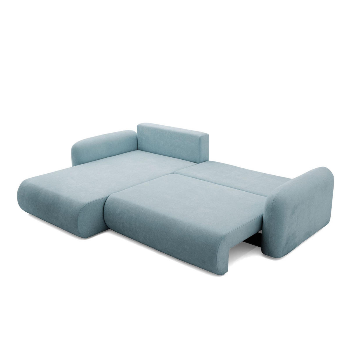 ECKSOFA NEST L Universal mit Schlaffunktion 157x240 Webstoff Blaugrau - Blaugrau/Schwarz, Holz/Textil (280/187cm) - Muffo