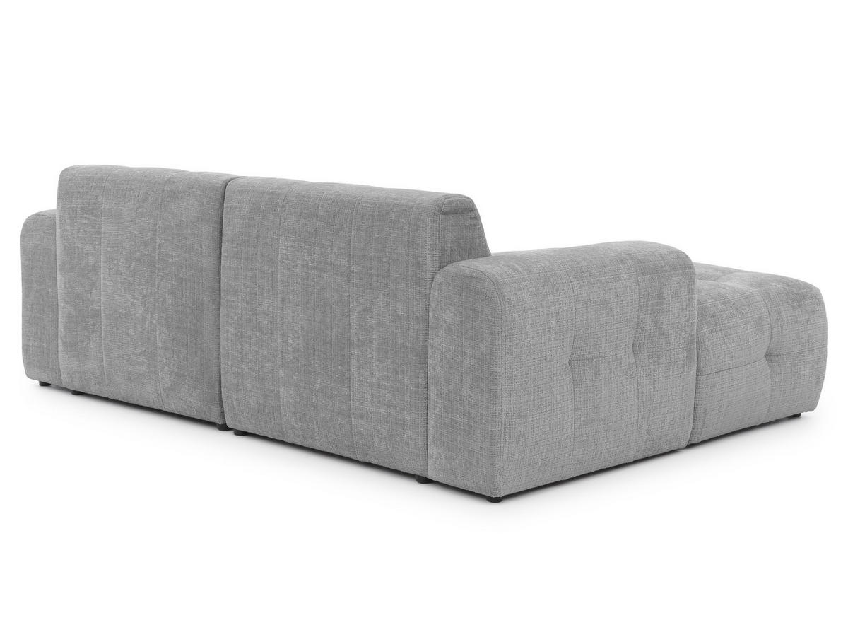 ECKSOFA Kozy im Bumpy-Design mit fester Rückenlehne aus weichem Hellgrau Chenille-Stoff - Ottomane links - Hellgrau/Schwarz, Holz/Kunststoff (161/234cm) - S-Style Möbel