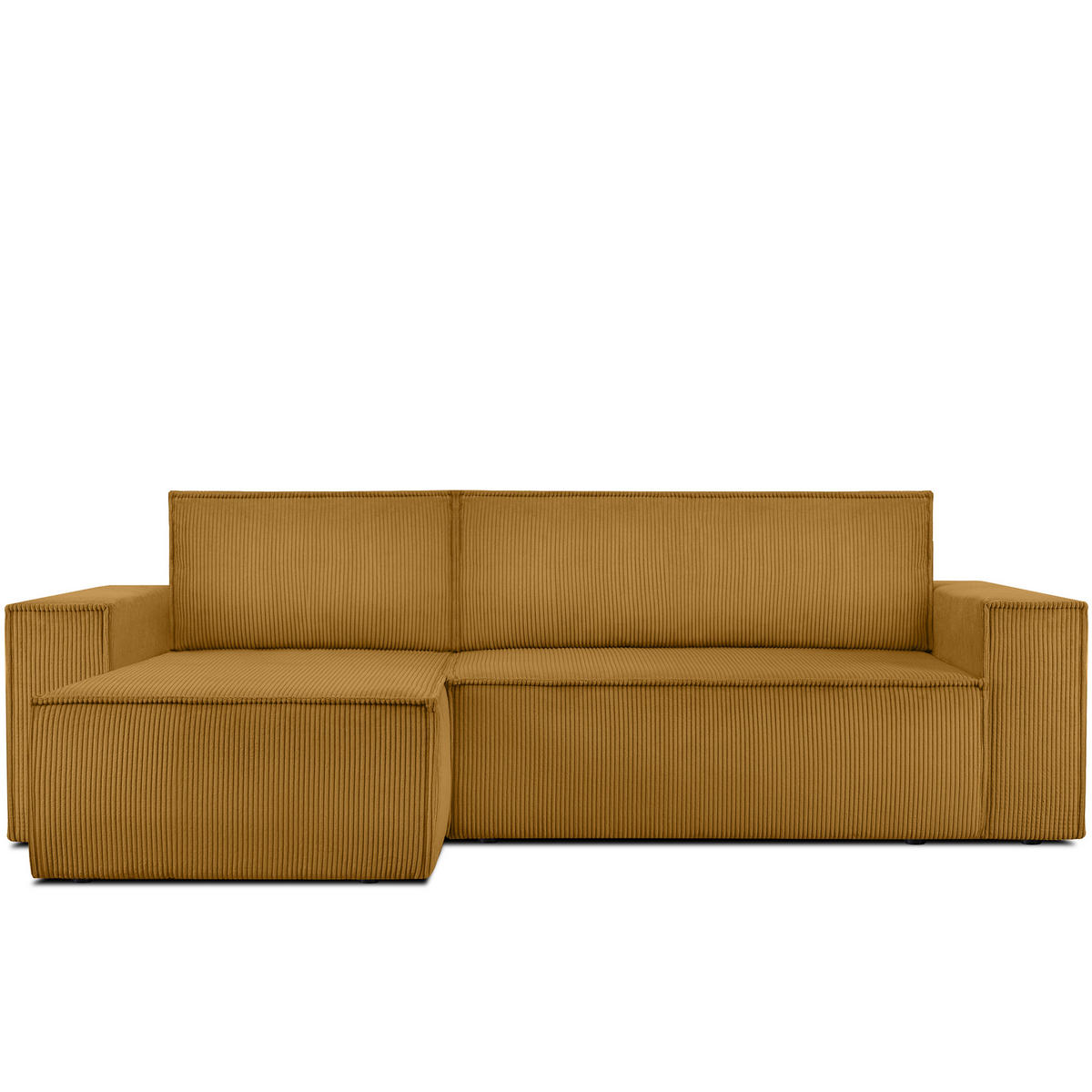 ECKSOFA-LINKS/RECHTS NAPI Schlaffunktion mit Cordbezug, Gelb - Gelb/Schwarz, Textil (262/148cm) - KONSIMO®