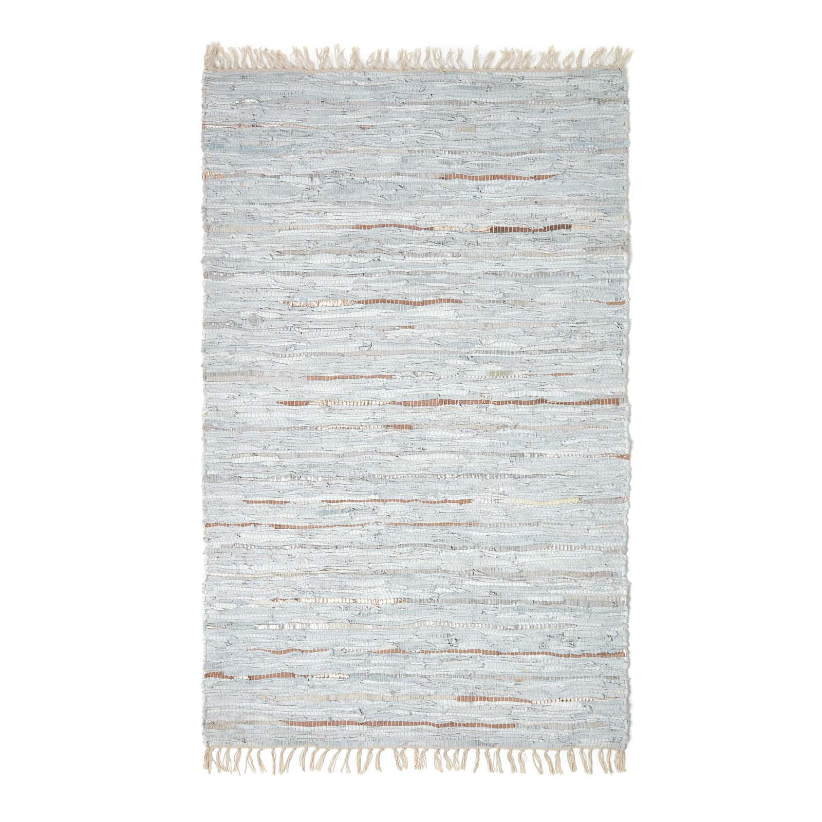 LEDERTEPPICH Glitter geflochten 90/150 cm - Grau, Leder (90/150cm) - Homescapes