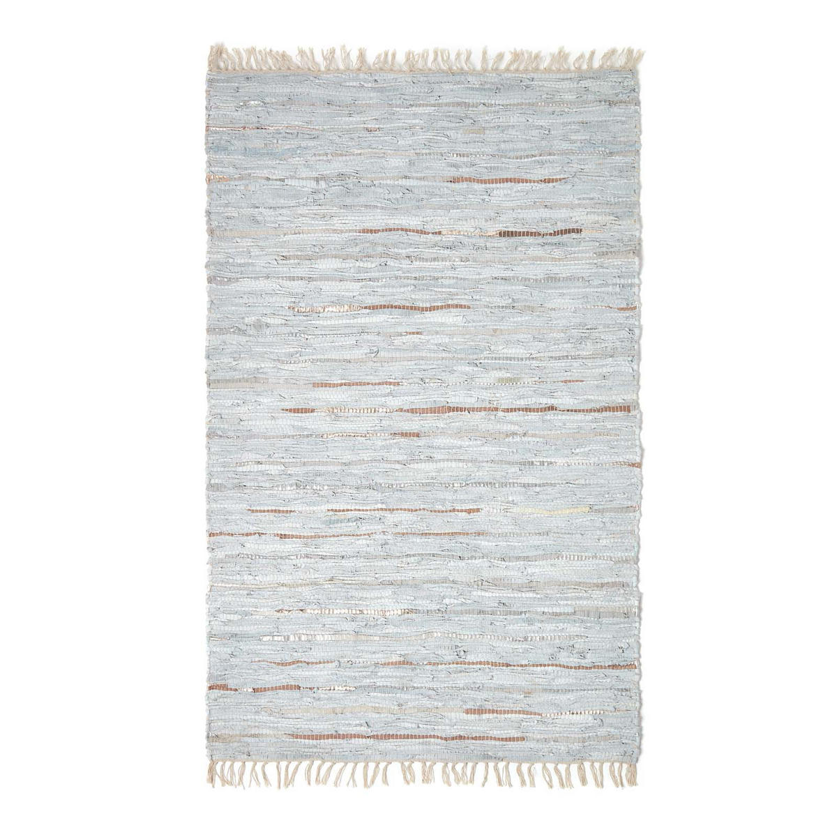 LEDERTEPPICH Glitter geflochten 90/150 cm - Grau, Leder (90/150cm) - Homescapes
