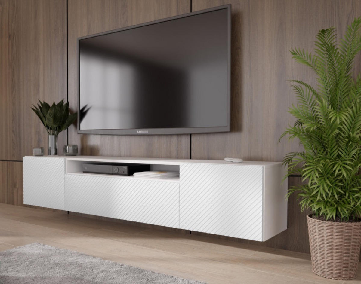 TV-LOWBOARD Weiß NIKOL Frezierte Fronten 200 cm - Weiß, Holzwerkstoff (200/40/41cm) - Sepro Meble