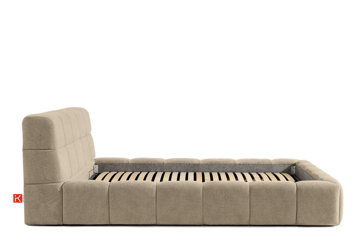 POLSTERBETT AERI 140/160/180/200 mit Rahmen und Bettkasten, beige - Beige, Holz/Holzwerkstoff (160/200cm) - KONSIMO®