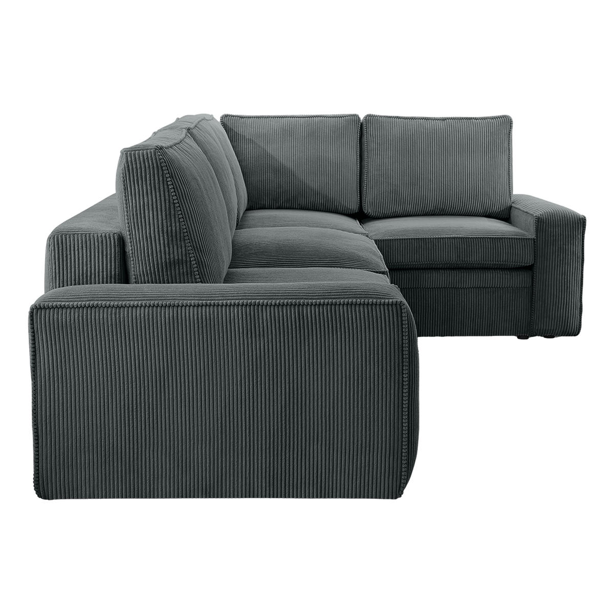 ROHOVÁ SOFAS FJORDI s funkcí spaní, Tmavě šedá - tmavě šedá, textil (296/196cm) - Fedve