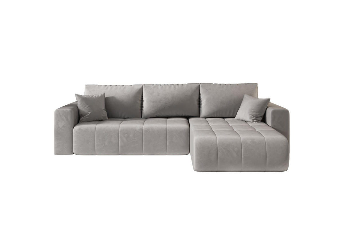 ECKSOFA mit schlaffunktion und bettkasten MILO, stoff MONOLITH, Hellgrau, Rechts - Hellgrau, Holz (280/190cm) - Kaiser Möbel