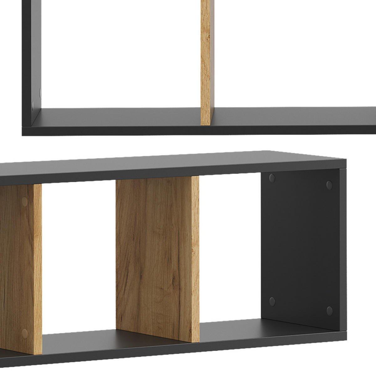 WANDREGAL Tomy Anthrazit/Goldkraft Eiche 90 x 30 cm 2er Set - Honigeiche/Anthrazit, Holzwerkstoff (90/30/22cm) - Vicco