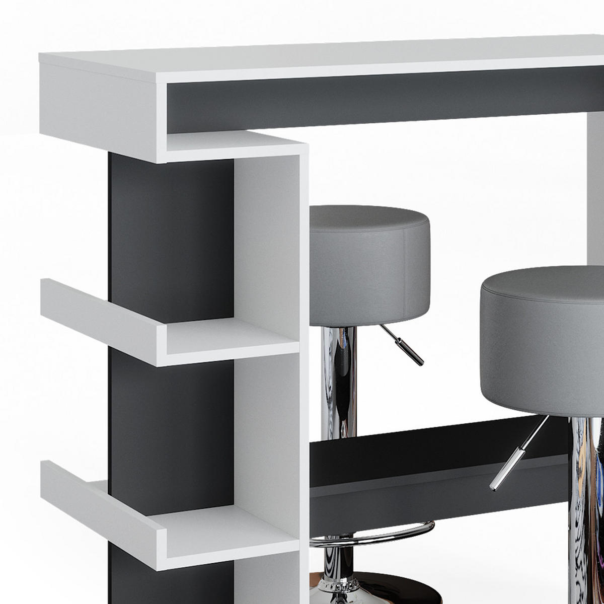 BARTISCH-SET Dana Weiß 108 x 50 cm mit 2 Barhockern - Anthrazit/Weiß, Holzwerkstoff (108/103/50cm) - Vicco