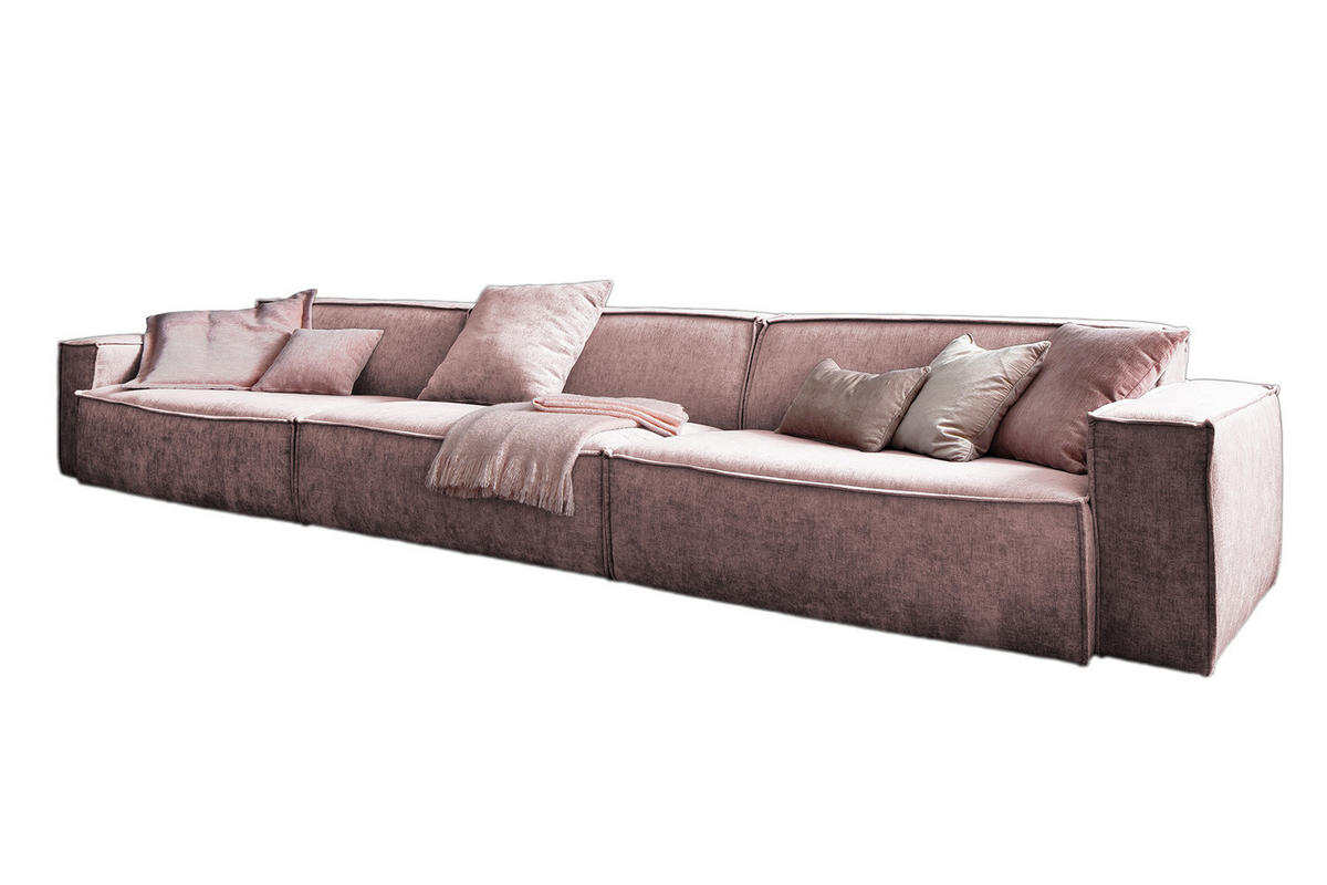 RIESENSOFA SAMU Pink Webstoff - Pink/Schwarz, Textil (418/72/106cm) - KAWOLA