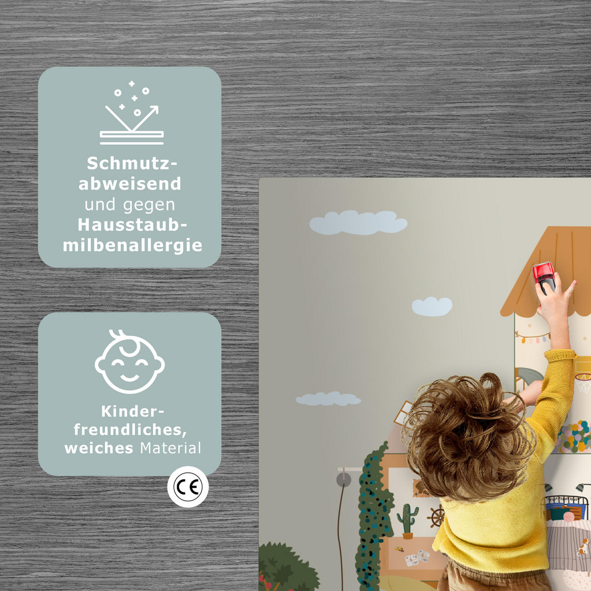 KINDERTEPPICH Puppenhaus - Kinder - Möbel - Design - Braun 135x90 cm - Multicolor, Kunststoff (135/90cm) - MuchoWow