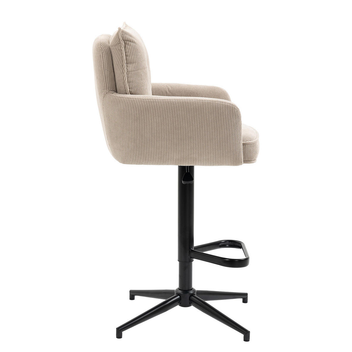 BARSTUHL - 2er-Set - Höhenverstellbar - Cord / Eisen - Cappuccino, Textil/Metall (54/100/58cm) - home24