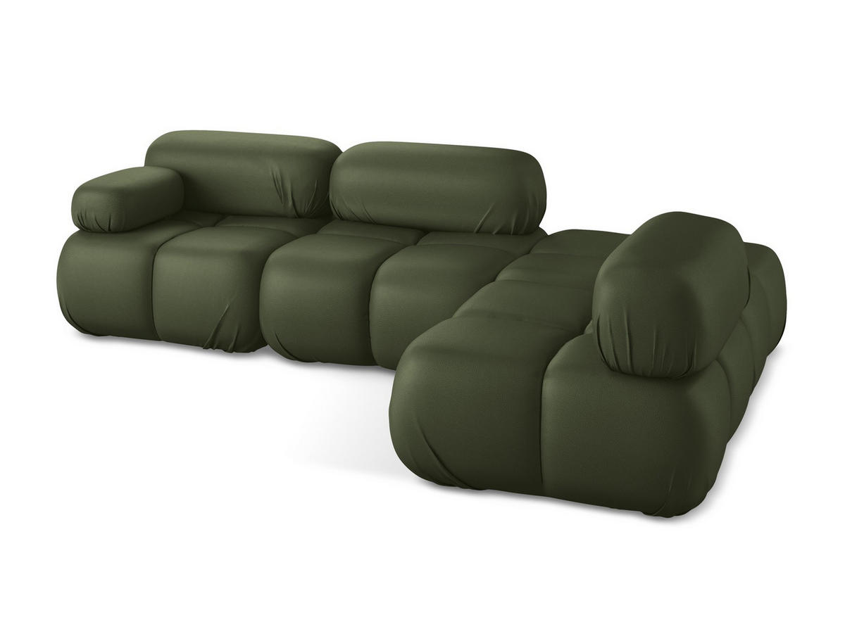 ECKSOFA Rechts Kunstleder Grün - Schwarz/Grün, Leder/Kunststoff (285/190cm) - Makamii