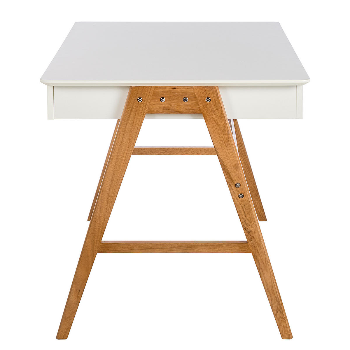 SCHREIBTISCH - Teilmassivholz - Eichefarben/Weiß, Holz/Holzwerkstoff (76/150/75cm) - home24