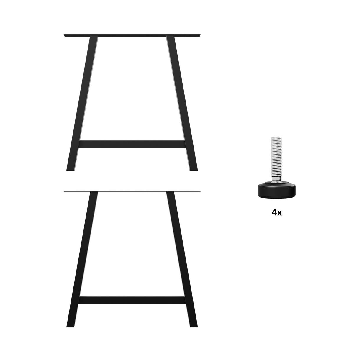 TISCHBEINE Thusia Lite A 2er-Set Schwarz 72cm - Schwarz, Metall (72/72/8cm) - Metalo Pro