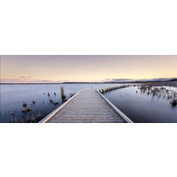 GLASBILD 80x30 cm Steg Landschaft - Gelb, Glas (80/30cm) - artissimo