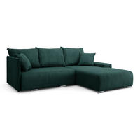 ECKSOFA L-Form Schlaffunktion Livorno Cord-Stoff Grün Rechts - Chromfarben/Schwarz, Holz/Kunststoff (246/188cm) - Kaiser Möbel