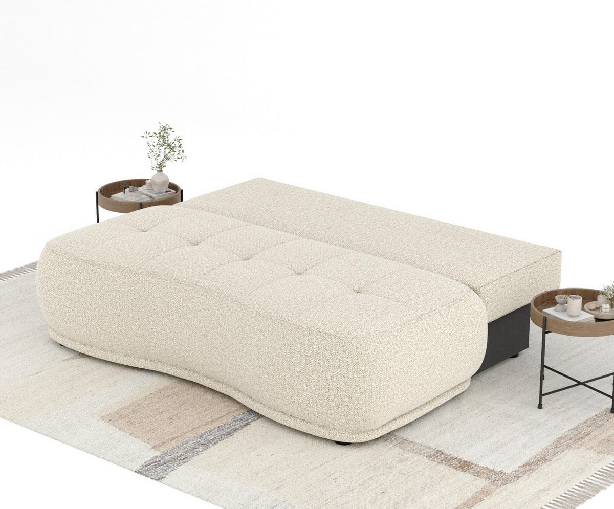 SCHLAFSOFA Cirrus Beige Plüschstoff - Beige/Schwarz, Holz/Holzwerkstoff (206/95/105cm) - Maison de Reve