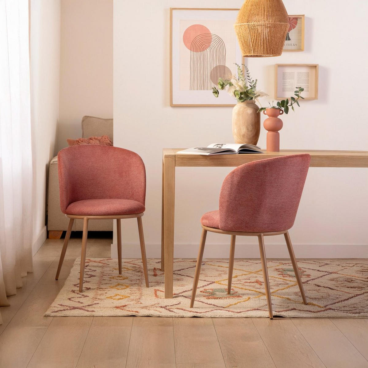 ESSZIMMERSTUHL Nolan Terrakotta / Orange 51 cm x 80 cm 2er-Set - Terracotta, Textil (51/80/57cm)