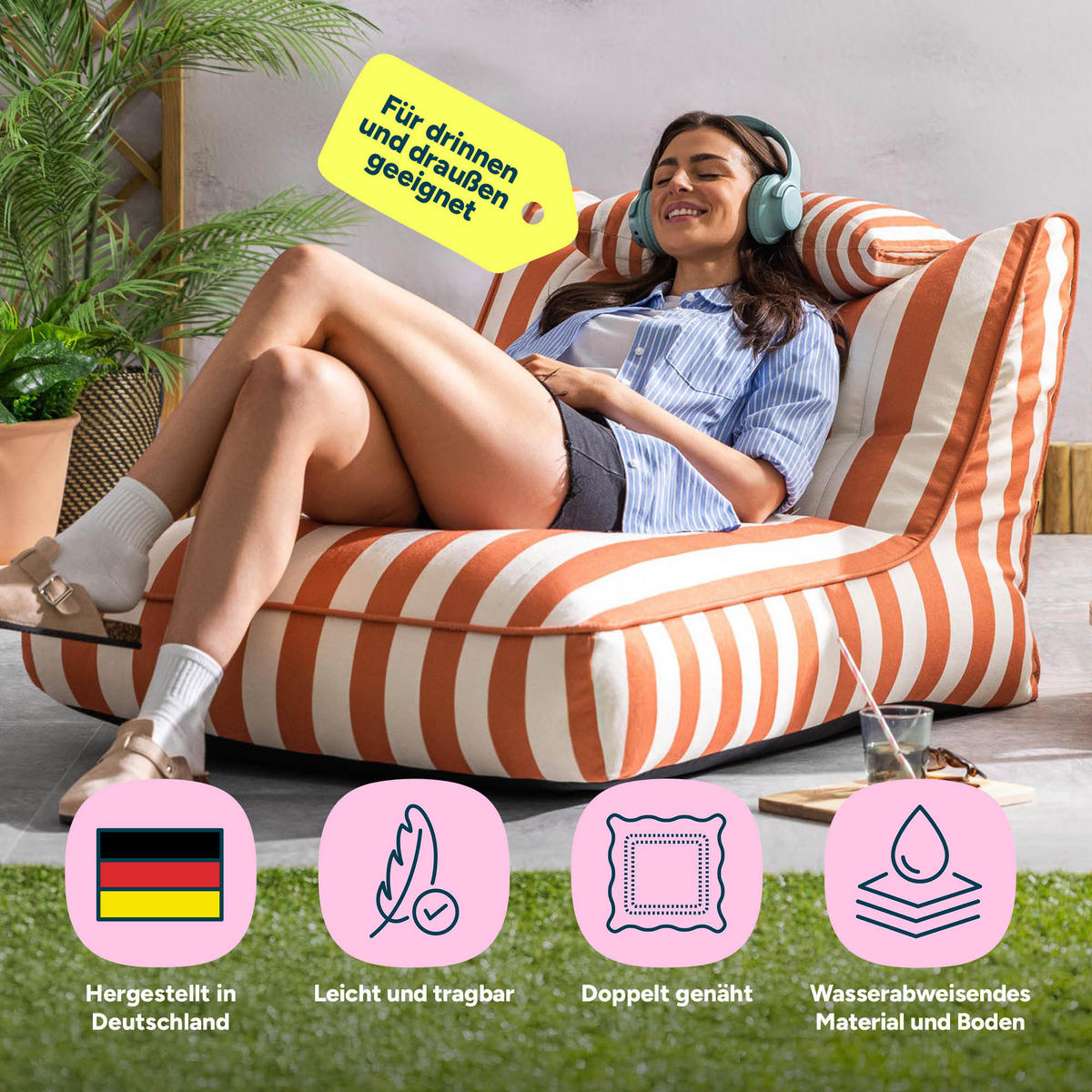 SITZSACK Liege Indoor Outdoor Nova - Orange, Textil (84/68/108cm) - icon