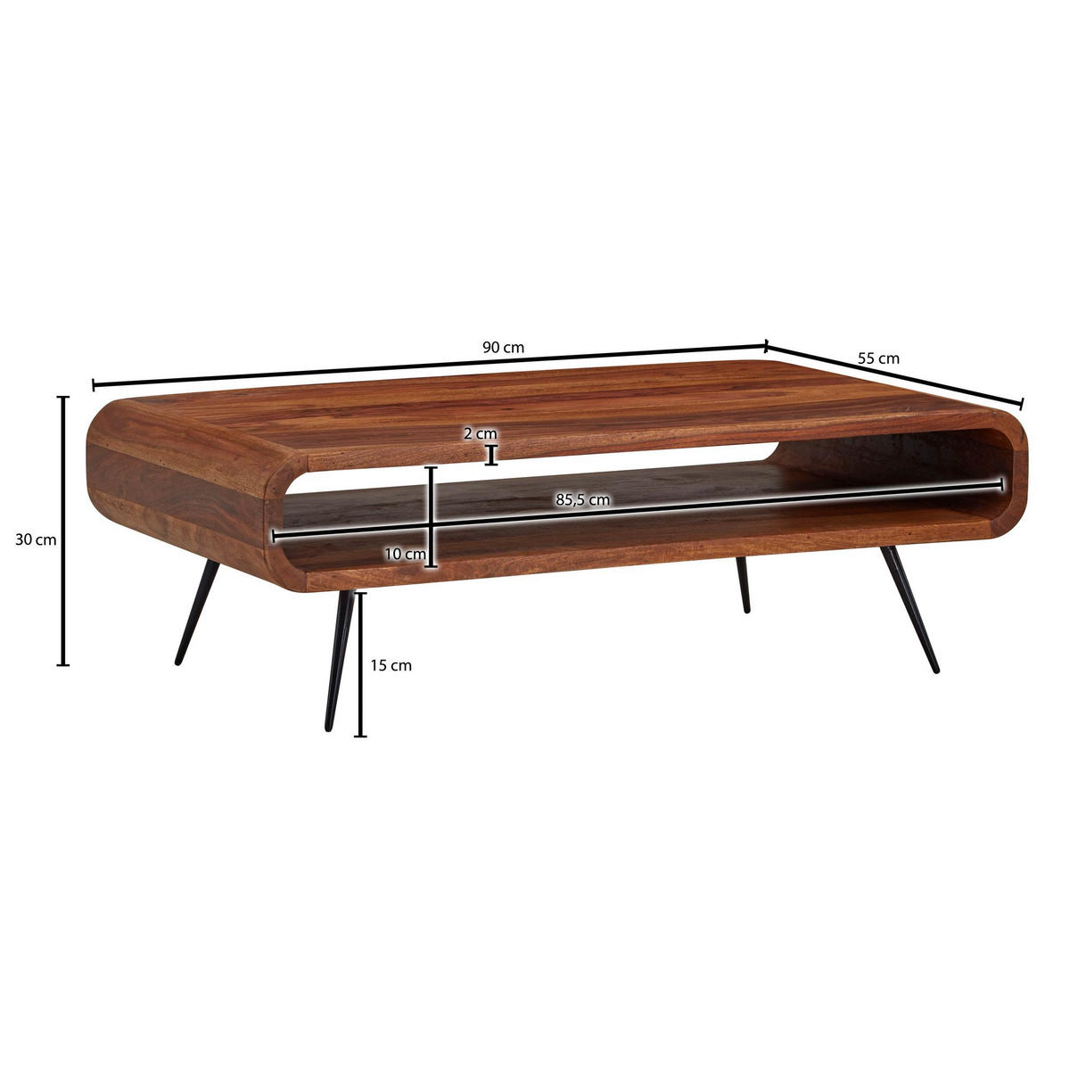 SOFATISCH eckig SORA Tisch Wohnzimmer - Braun, Holz (90/55/30cm) - tinkaro