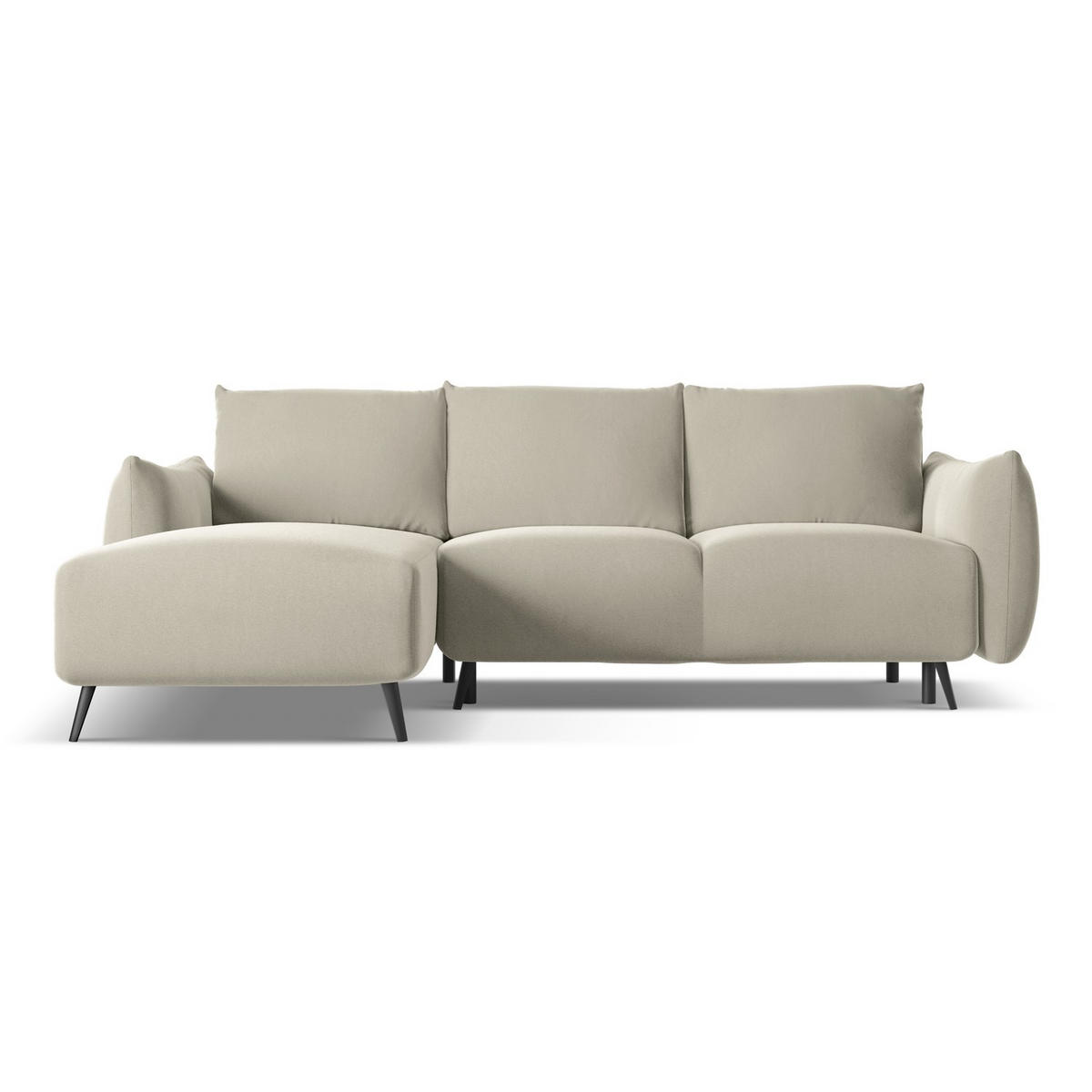ECKSOFA mit Schlaffunktion Samt Stoff Creme - Perlmutt/Creme, Textil/Metall (162/242cm) - LaMiaSofa